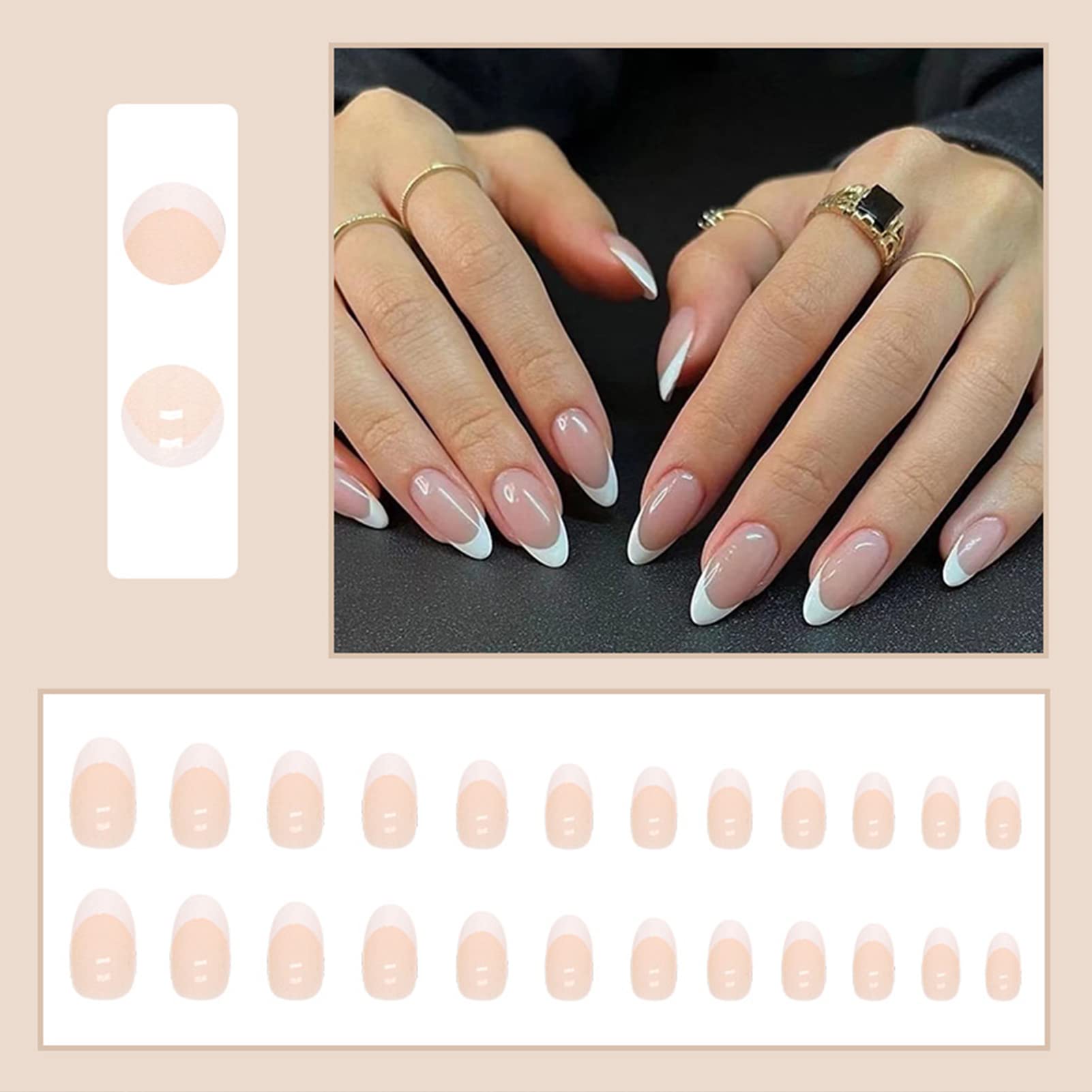 Amazon.com: NICENEEDED Medium French Almond Press on Nails, Nude